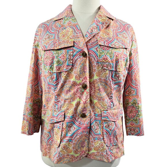 Charter Club Boho Abstract Paisley Multicolor Lightweight Jacket Maximalist - Picture 1 of 7